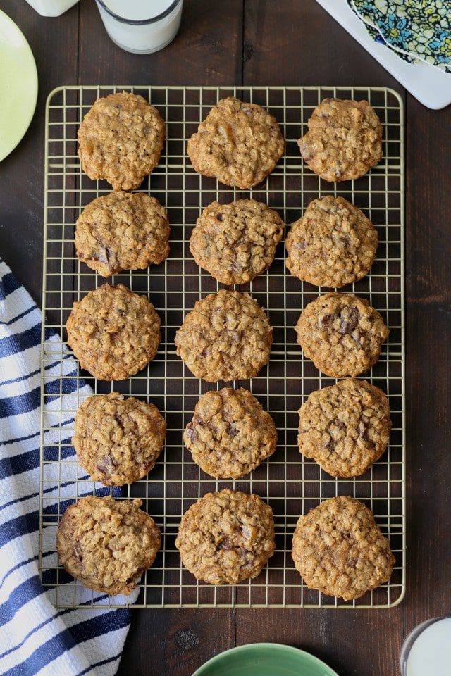 Classic Oatmeal Cookies with dark chocolate and ginger