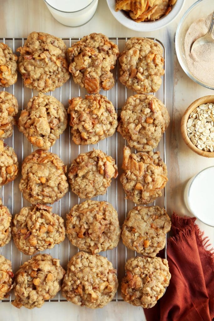 Baked Oatmeal Apple Cookies on a wire rack.
