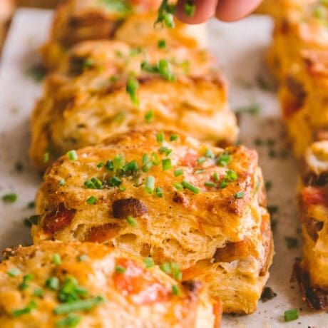 jambalaya buttermilk biscuits in a row