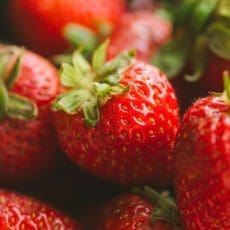 close up of fresh, ripe strawberries